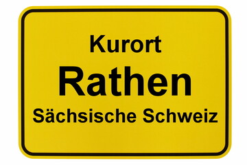 Illustration eines Ortsausgangsschildes von Rathen in der Sächsischen Schweiz