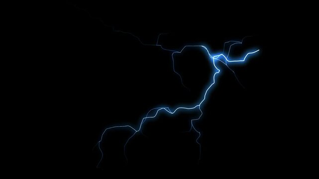 Abstract thunderbolt effect glowing lightning plasma shock electric current energy beam.	