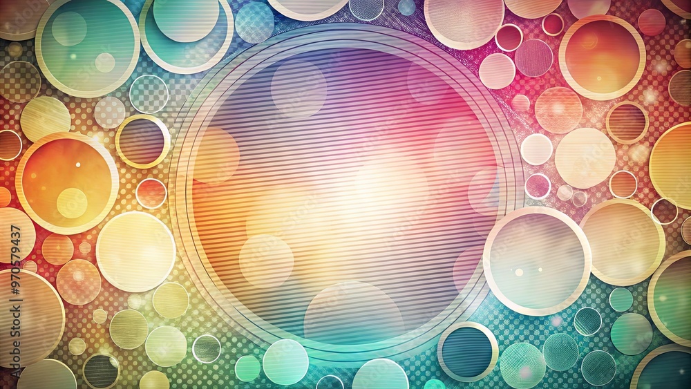 Wall mural abstract retro background with layered circles in soft color transitions for wallpaper design