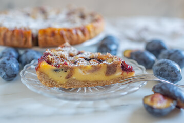 Homemade shortcrust plum cake (pie) 
