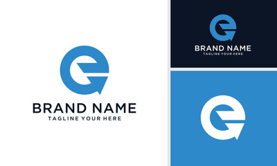 Letter E arrow loop logo icon design template elements. Vector color sign.