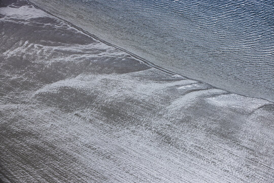 Aerial view of the tidal flats in the North Sea off the coast of north Friesland. Germany