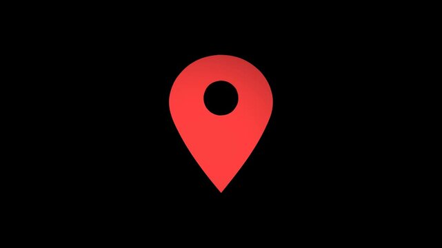3d Abstract Pin Location Logo / Symbol Spinning and Rotating on Transparent Background. Seamless Loop Isolated 4K Video.
