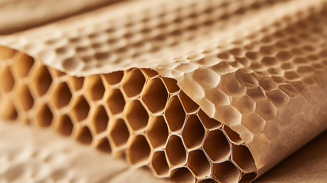 Brown paper honeycomb wrap for product packaging parcel carton box, Text area