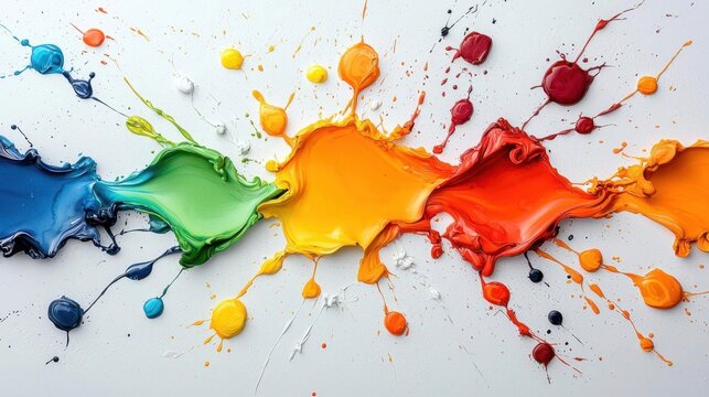 Abstract watercolor composition with bold brushstrokes and vibrant colors, creating a sense of movement