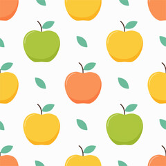Seamless pattern of cute Apple, white background