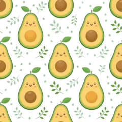 Gardinen Küche Muster  Seamless pattern of cute Avocado, white background  © Srinoun