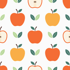 Seamless pattern of cute Apple, white background