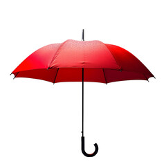 Red umbrella with water drops in the top, isolated, transparent background, png