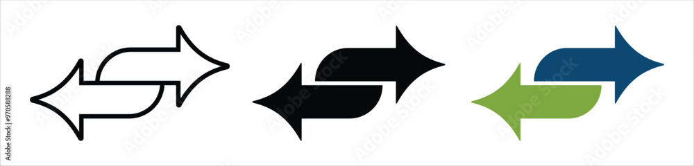 Poster double arrow icons in four direction set. double arrow icons