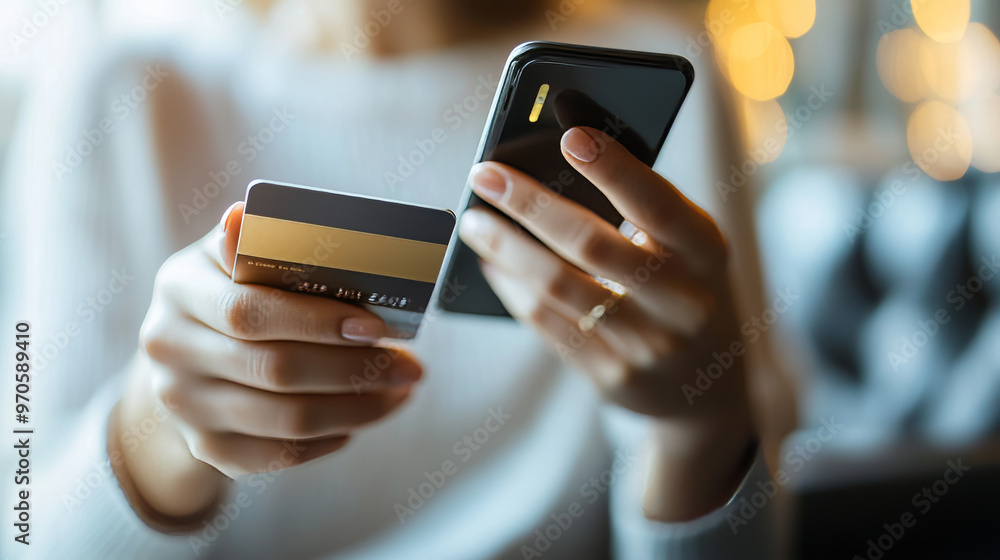 Poster you can securely pay online using your smartphone.it's like using a credit card, but you do it throu