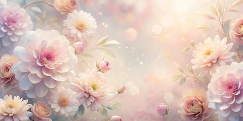 Soft and gentle pastel floral background with delicate petals in muted hues