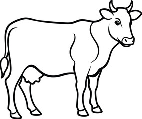 Creative cow logo icon line art vector illustration for artistic and rustic branding