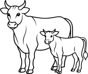Graphic cow logo icon line art vector illustration featuring a sleek and clean design