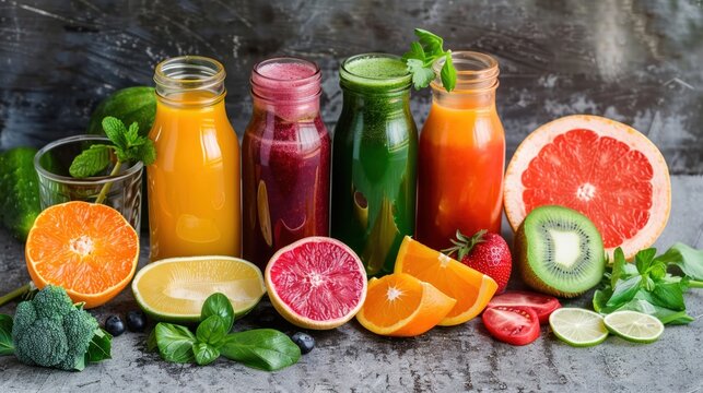 Juice detox plan layout with a range of colorful nutrient-packed juices