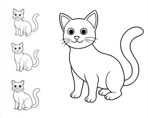 Cat drawing. cat coloring page. cat sitting set. Adobe vector drawing. EPS 10.