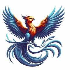 Fototapeta premium Beautiful Fire Phoenix bird flying vector illustration isolated on a white background