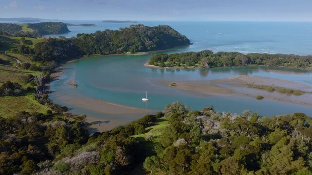 The Puhoi River estuary and Wenderholm Regional Park, Auckland, New Zealand.