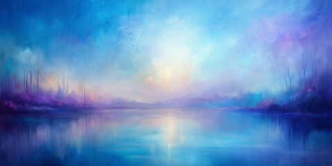 Fototapeta premium Tranquil and serene abstract painting with smooth brush strokes in calming blues and lavenders, emitting a soft glow
