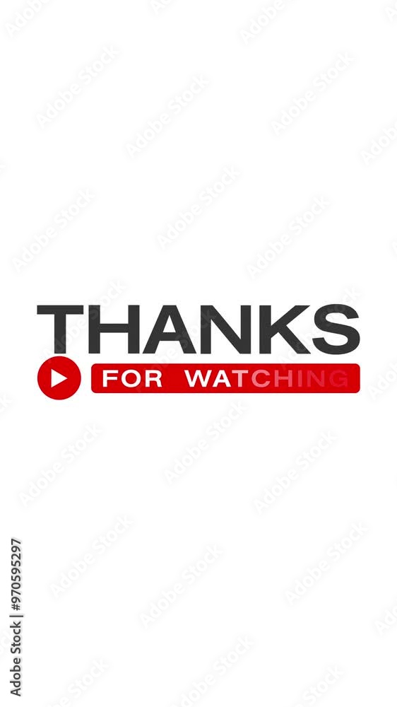 Poster vertical video animation of a text animation of thanks for watching on a white background. animation