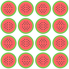 Fototapeta premium watermelon pattern in flat style on white background