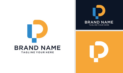 Initial letter LP logo with colorful background, letter combination logo design for creative industry