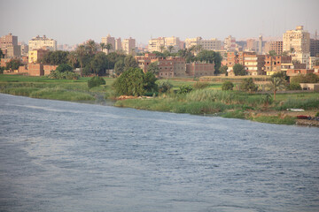 The Nile before sunset showing the fields