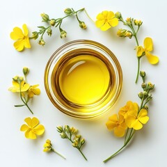 Cold-Pressed Canola Oil on white background