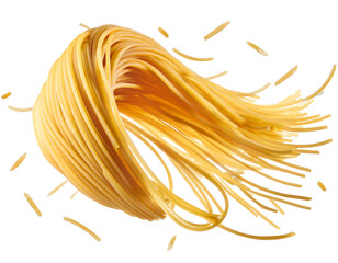 Spagetti fallen schweben isoliert auf weißen Hintergrund, Freisteller, Transparent 