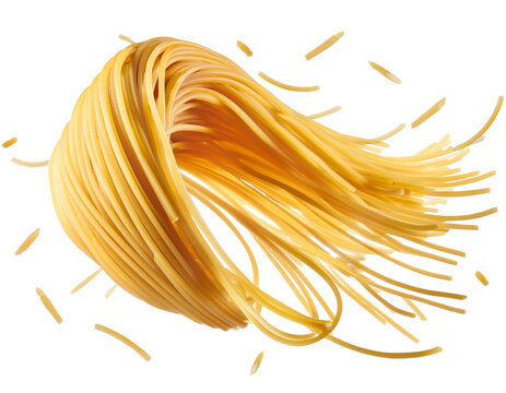Spagetti fallen schweben isoliert auf wei&szlig;en Hintergrund, Freisteller, Transparent 