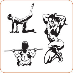 Woman engaged in fitness - vector illustration.