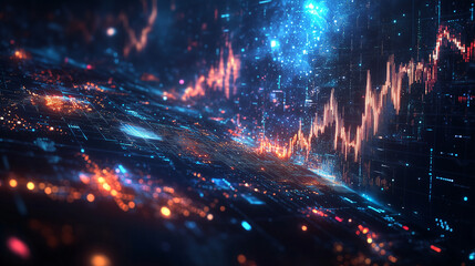 Fototapeta premium A galaxy with constellations made of stock market symbols, each representing different market sectors