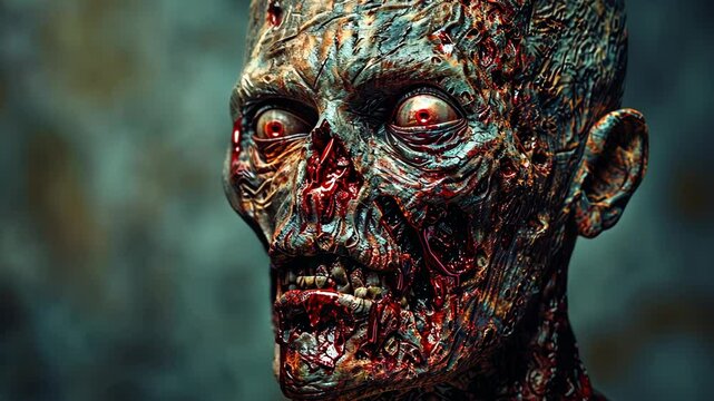 Explore a chilling portrayal of a zombie in an eerie setting surrounded by dark and unsettling details at night