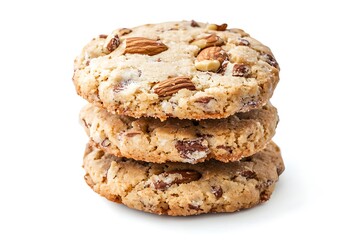 round nut cookie isolated on white background