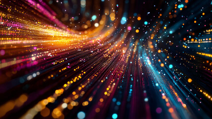 Naklejka premium An artistic visualization of stock market data as colorful streaks of light in a dark void