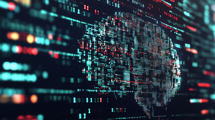 A digital brain composed of stock market data, representing the intelligence of trading algorithms
