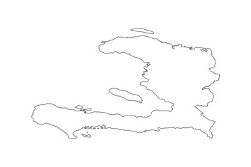 Haiti map outline and silhouette isolated on transparent background.
