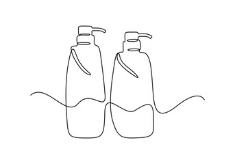 Obraz premium Shampoo bottle continuous one line drawing vector illustration
