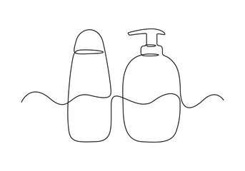 Shampoo bottle continuous one line drawing vector illustration
