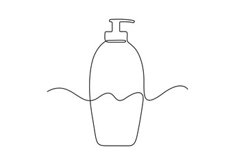 Shampoo bottle continuous one line drawing vector illustration