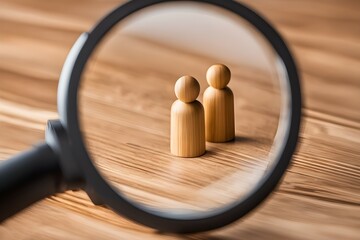 Fototapeta premium magnifying glass on a wooden background