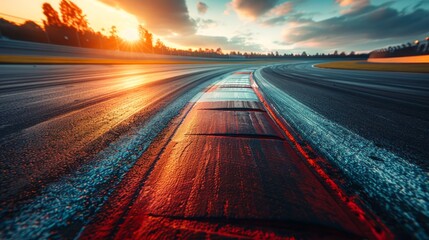 Obraz premium Race Car / motorcycle racetrack on a sunny day. Fast motion blur effect. Ready to race 