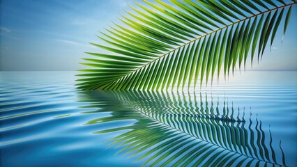 Shadow of a palm tree leaf reflected on the water surface, palm tree, leaf, shadow, reflection, water, nature, tropical