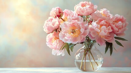 Naklejka premium Pink Peonies in Vase.
