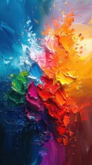 Fototapeta premium Abstract painting with a harmonious blend of complementary colors, creating a sense of balance and contrast.