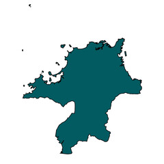 Fototapeta premium Fukuoka map silhouette isolated on transparent background.