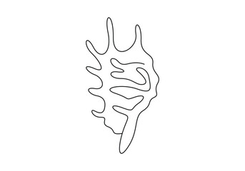 Seashell continuous one line drawing vector illustration
