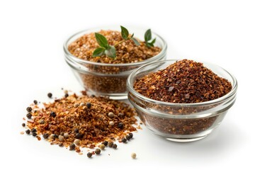 A fresh Adobo seasoning and Adobo seasoning Power isolated on white