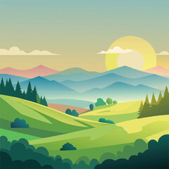 Obraz premium landscape with hills and mountains