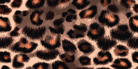 Leopard Skin Texture Pattern Vector. Seamless Animal Wildlife Skin Pattern. Leopard Fur Camouflage Background.